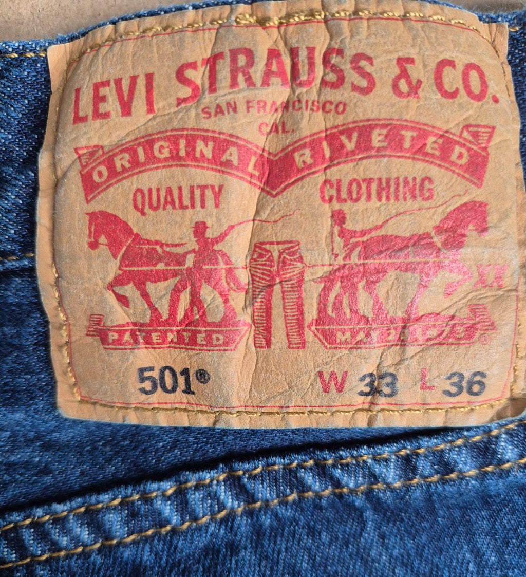 Levi 501"s, button fly, W33 L33 1/2"