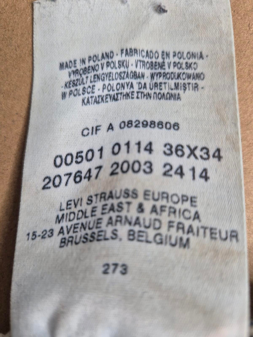 Levi 501"s, button fly, W35 L33
