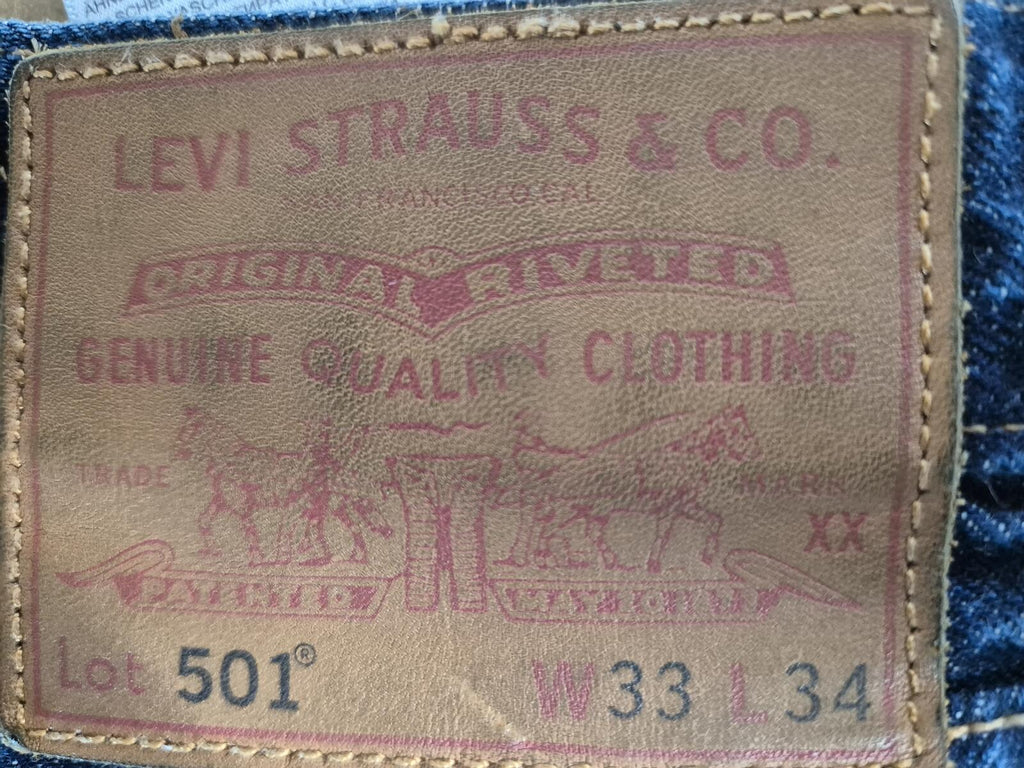 Levi 501s, leather patch,W33 L32