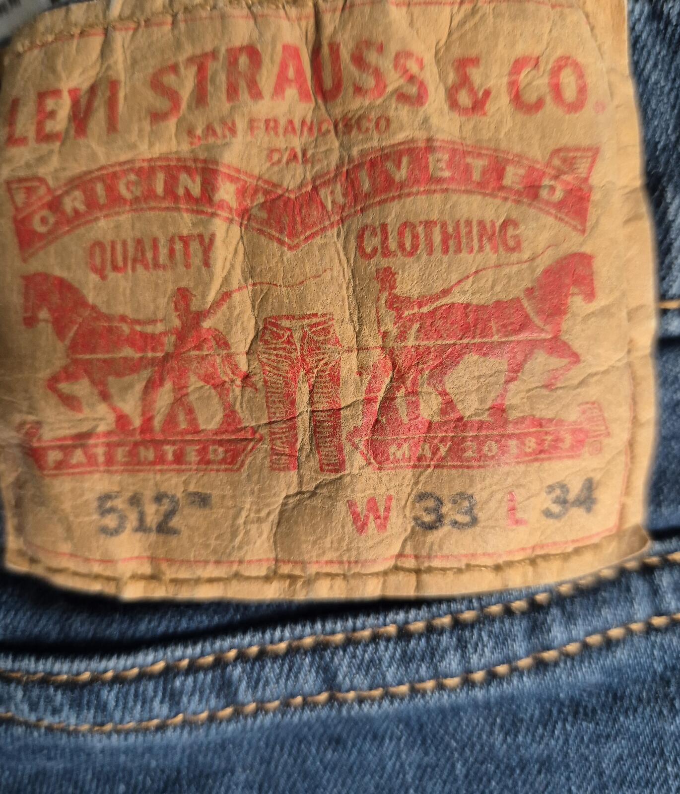 Levi 512's, slim taper W31 L31