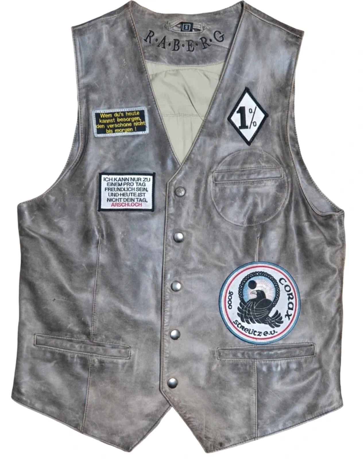 Vintage German Biker leather waistcoat